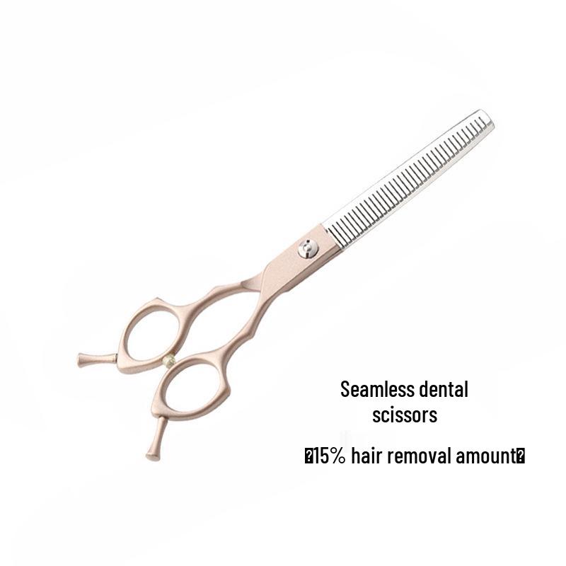 Rose Gold 6.5" Double Tail Pet Grooming Scissors with Curved Tip & Straight Tooth for Cats & Dogs.