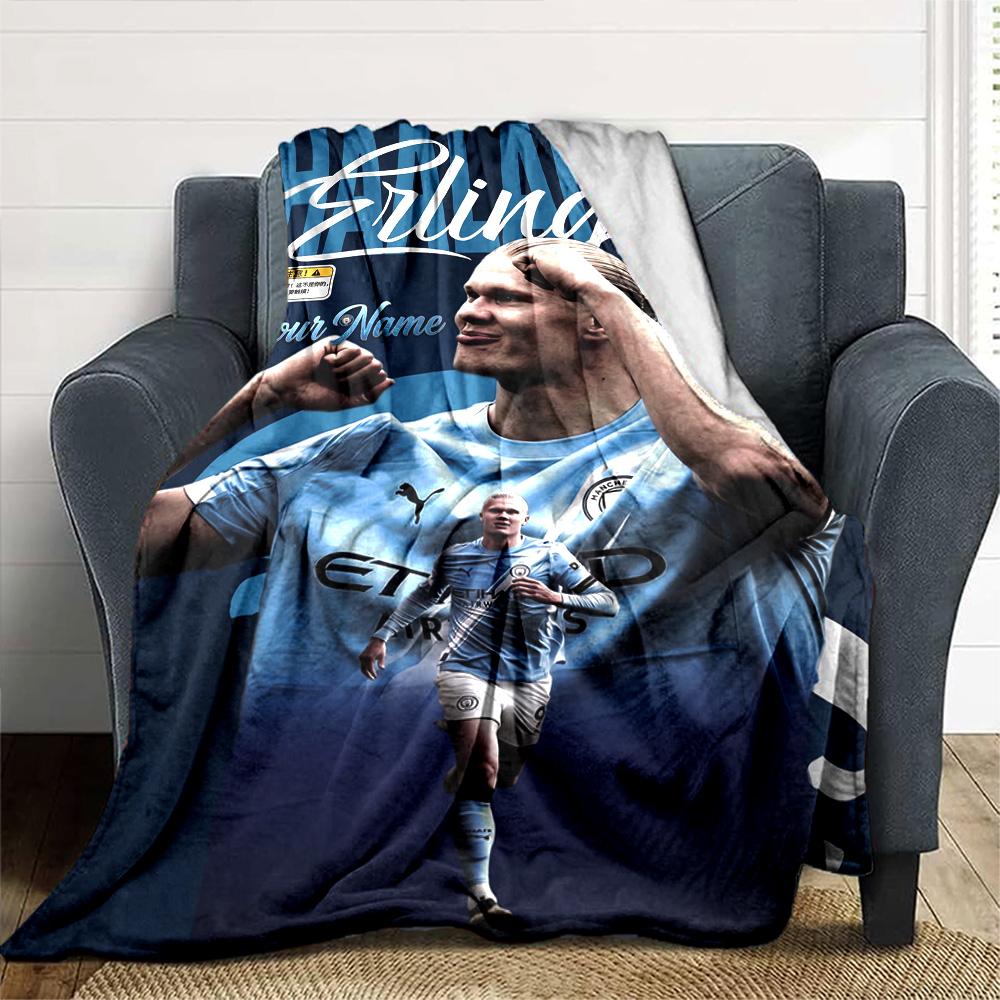 Haaland (31) Personalized Text Blanket Lightweight Customizable Blanket Soft & Cozy Great for Home Decor Office Couch Sofa Ideal for All Seasons