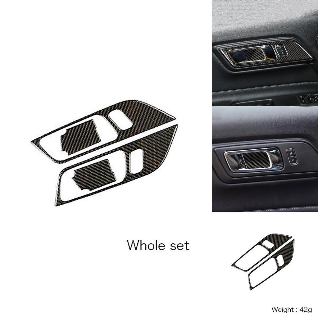 Stylish Carbon Fiber Inner Door Handles Bowl Trim For Ford Mustang 2015-2017