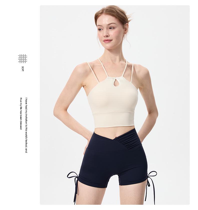 Women's High Waist Tummy Control Yoga Shorts with Side Drawstring - Quick-Drying, Peach Lift for Running, Cycling, and Fitness.