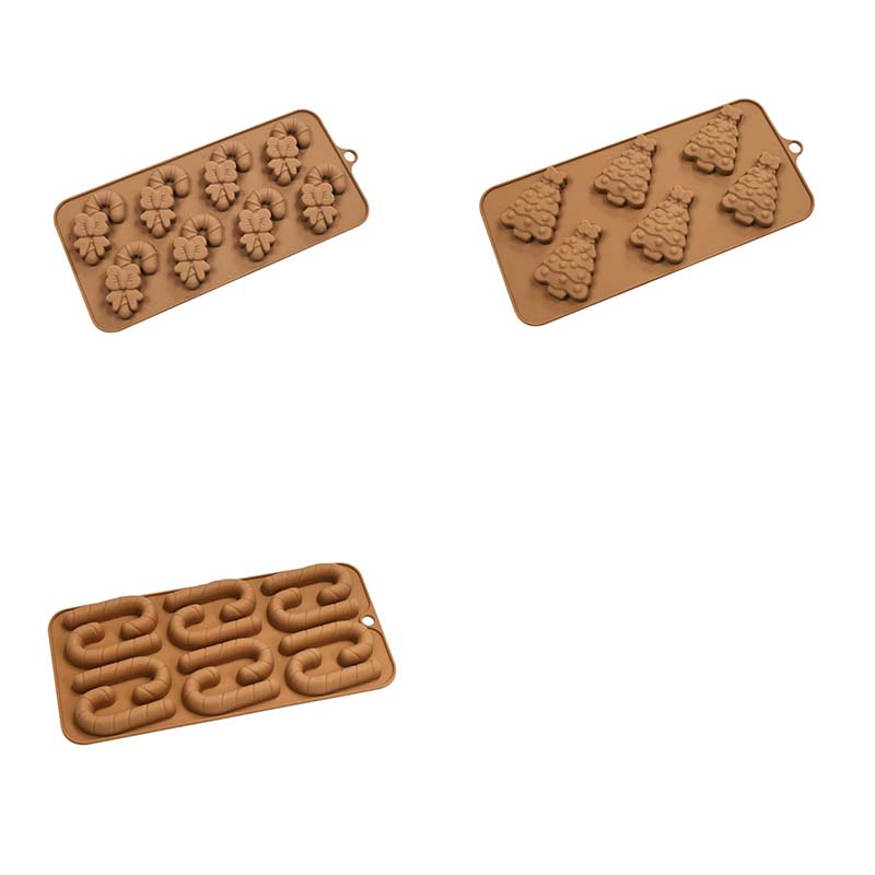 WTEMPO Multiple-Cavity DIY Silicone Christmas Molds Christmas Bow Staff & Christmas Tree Pattern Design Christmas Decorative Gifts Making Molds