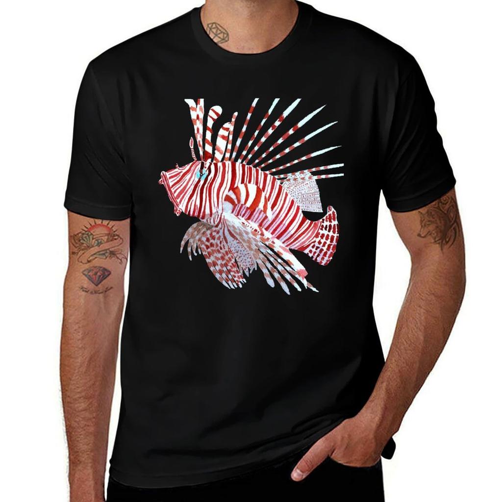 Tropical Lionfish T-Shirt Work Outdoor T-Shirt for Men