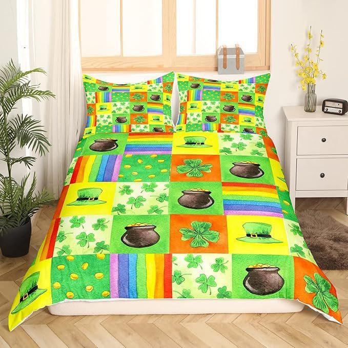 Home Textile Three-Piece Set Cute Saint-Patrick Cartoon Digital Printed Quilt Pillowcase Bedding 90 * 200 two-piece set