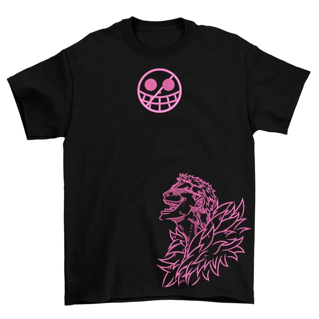 New Year Hot Sale One Piece Anime Tshirt with Luffy Zoro Skull Pirate Logo Gold Thread Art Print Round Neck Summer Fashion