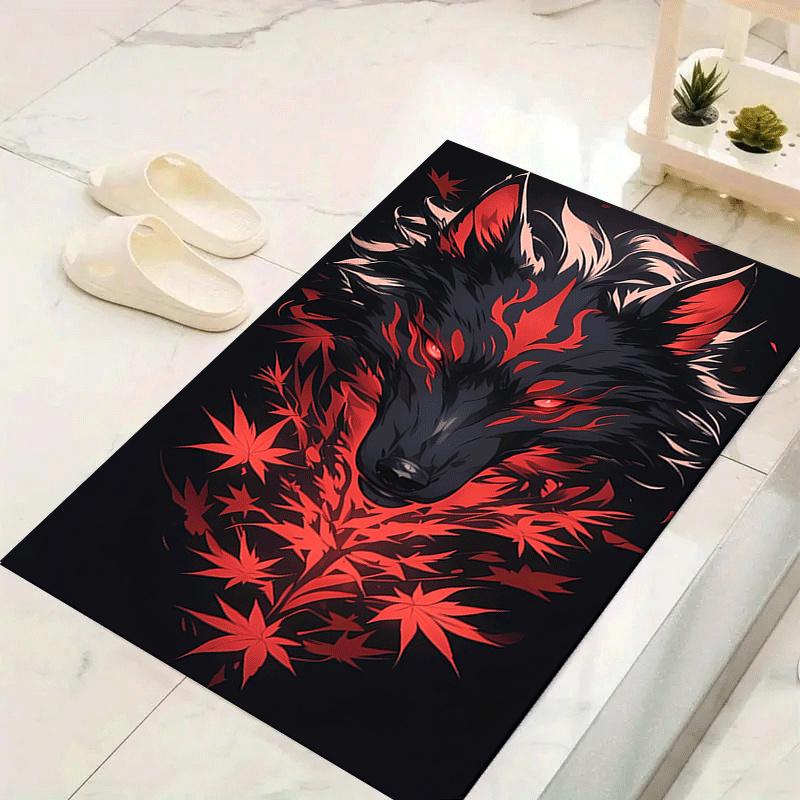 

1pc Blackened Fox Print, Design Indoor Area Rug - Soft, Anti-Slip, and Durable Gaming Room Decor for Bedroom 60cm by 90cm