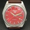 Seiko 5 AUTOMATIK VINTAGE 7025A JAPAN HERREN ROTES ZIFFERBLATT UHR a701227-5