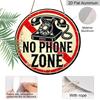 2D Flat 1pc, 8x8 in, No Phone Zone Round Aluminum Metal Sign - HD 2D Print, Perfect for Bedroom, Office, Living Room & Cafe Wall Decor - for Home
