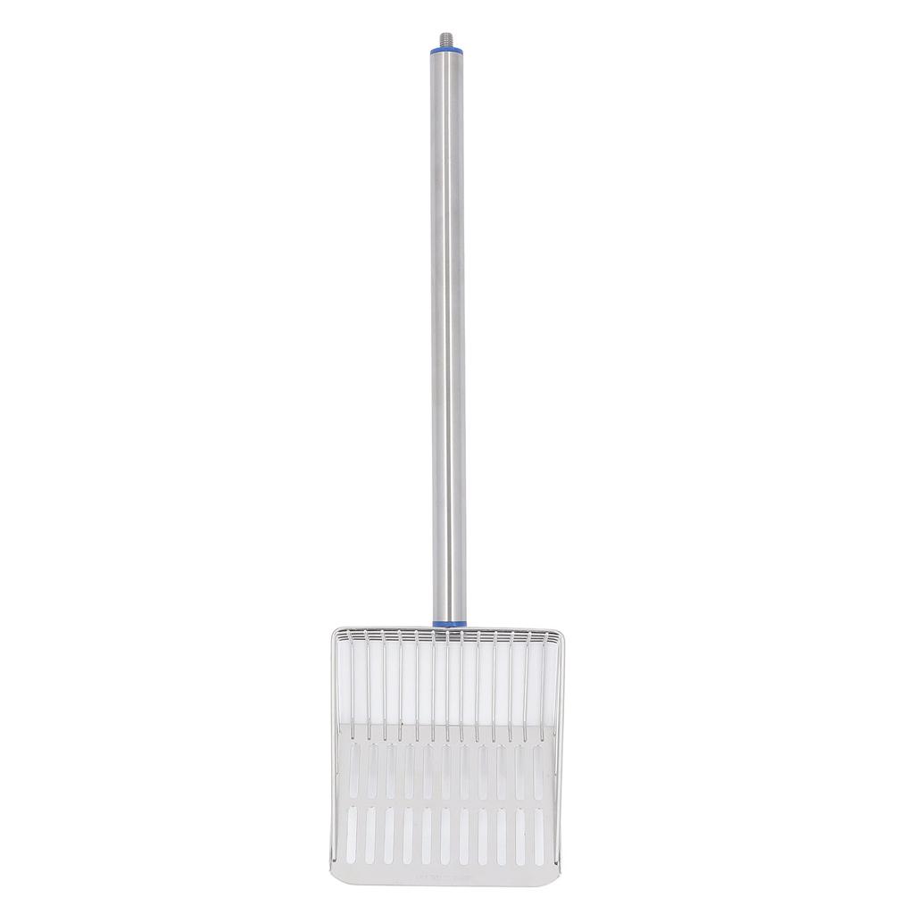 Pala pentru litieră pisici cu mâner lung, oțel inoxidabil, paletă pentru caca pisici, sită pentru caca de pui, lopată, albastru