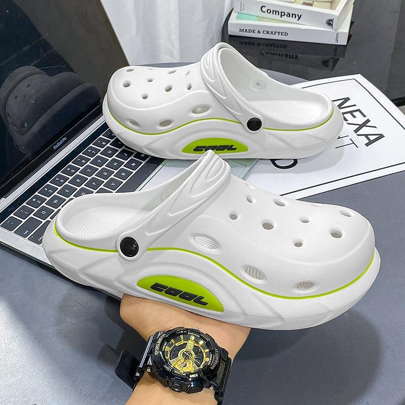 

New hole shoes men s comfortable non-slip and wear-resistant fashion outdoor slippers simple casual beach men s sandals 34-35 білий