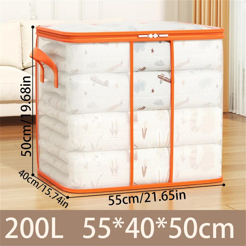 Extra Large Clothes Storage Bag Transparent Heavy Duty Reinforced Handle Foldable Zipper Moving Tote for Quilt Blanket Bedding