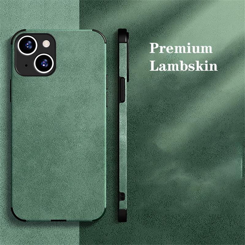 Lambskin Leather Case For iPhone 16 15 Pro Max 13 12 Pro 14 11 XR X 8 7 Matte Soft Solid Color ShockProof Cover
