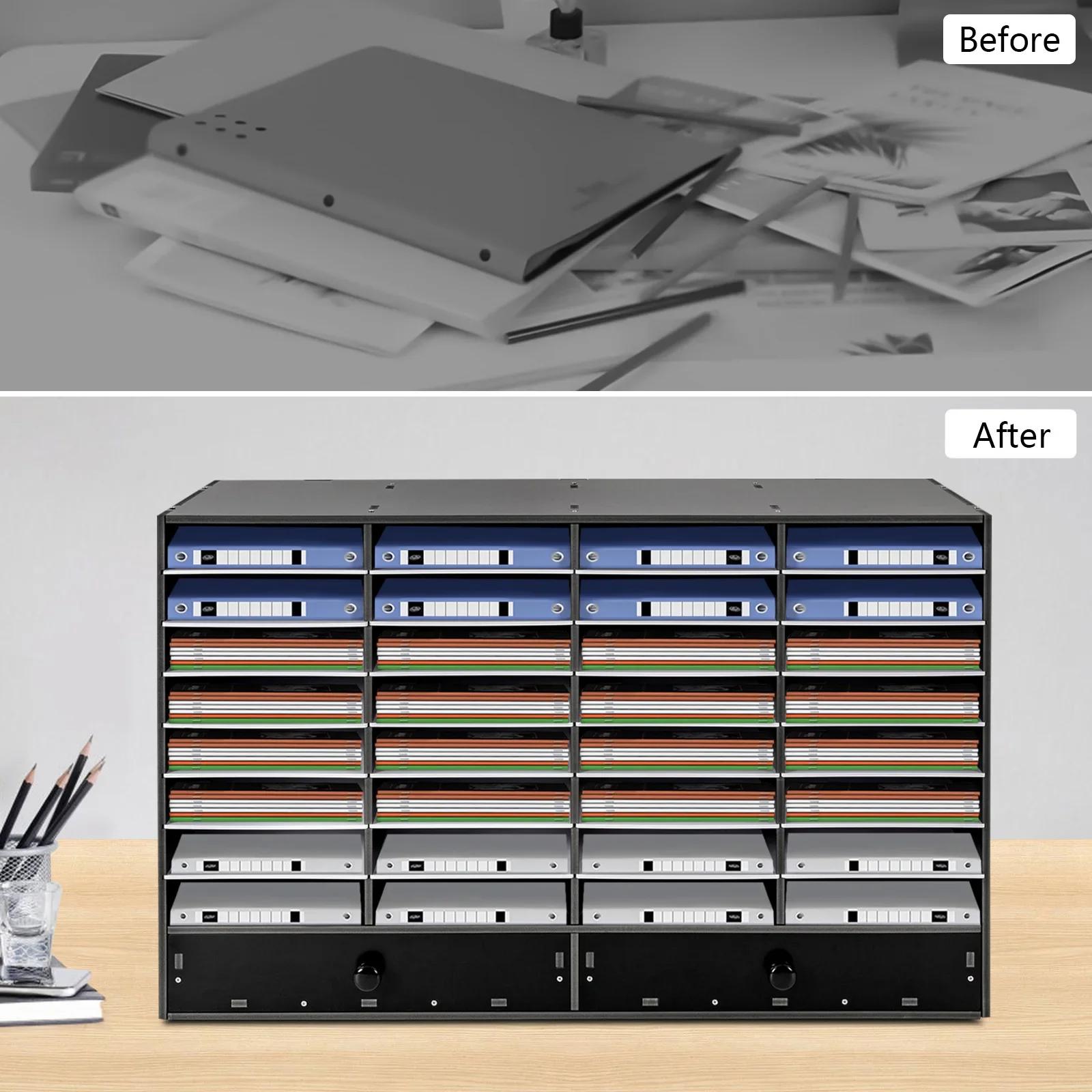 

32-Compartment Literature Organizer Office Mailbox With Adjustable Shelves+2 Drawers Sorter Countertop Literature Organization United States