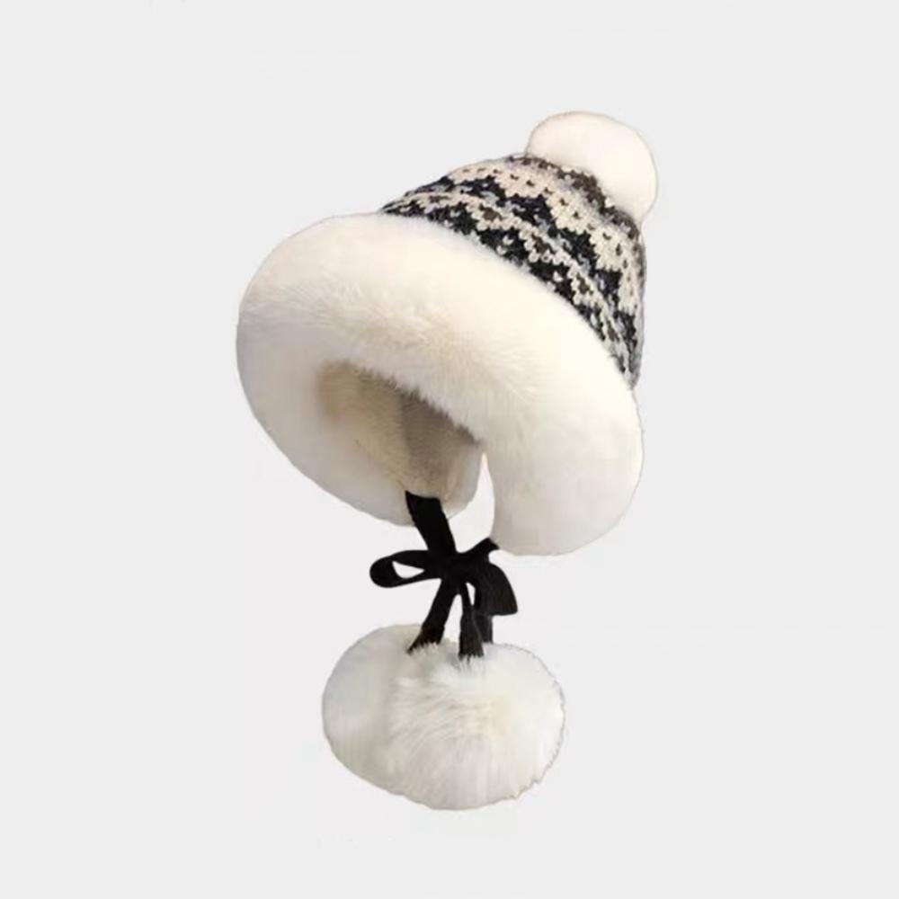 Warm Beanie Knitted Ear Hat Girls Hat Cozy Knitted Plush Hat For Girls Women Travel