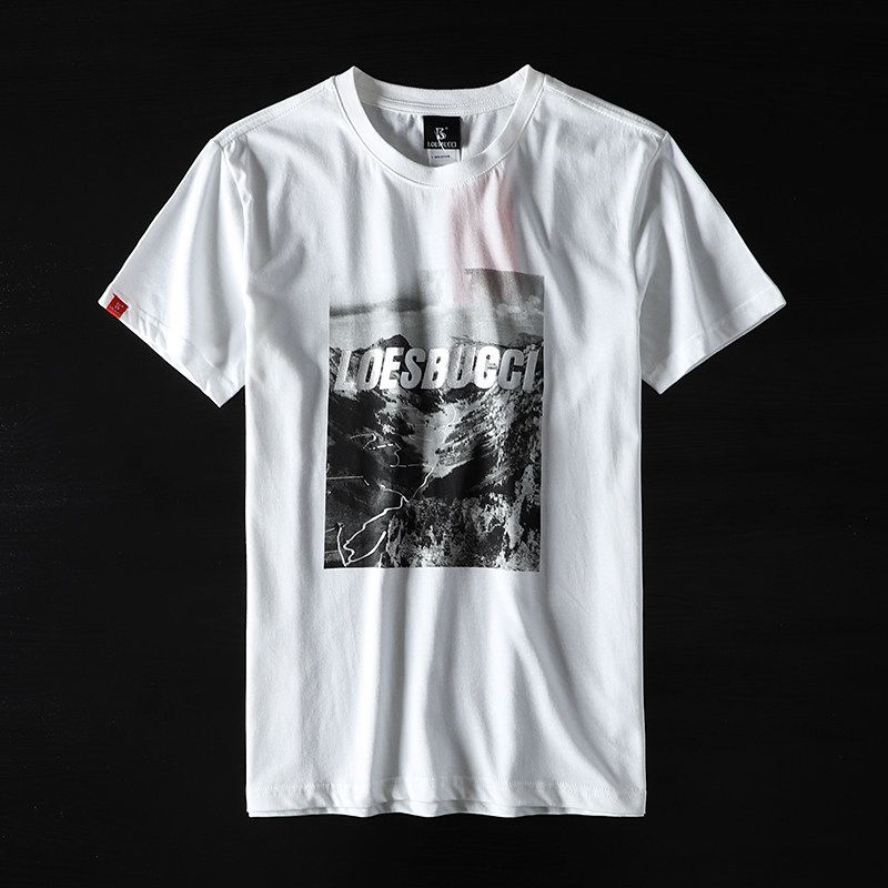 Fashion Printed Original Order Cut-off Label Cattle Goods Half-Sleeve T-shirt White M