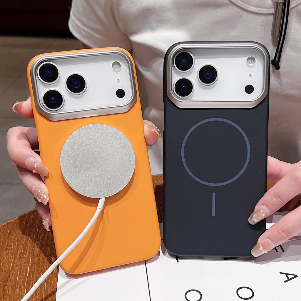 Golden Armor Magnetic Case for iPhone 17 Pro Max/16 Pro: Solid Color Metal Frame Protective Cover