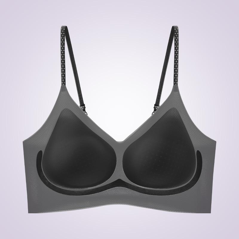 Ice Silk Beautiful Back Soft Support Sling Seamless Bra Light and Breathable Fixed Cup Gathered and Closed Sub-breast Vest Bra