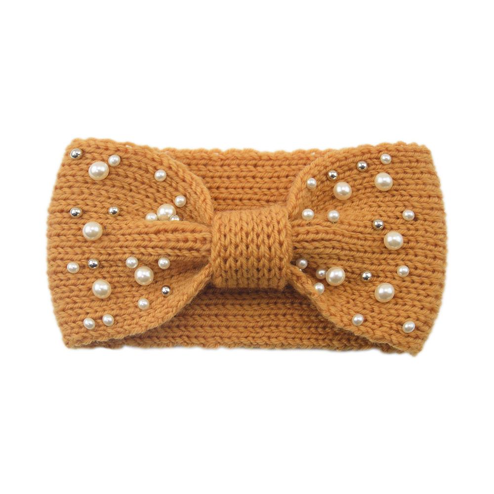 New Wide Bowknot Pearl Headbands For Woman Warm Hairband Elastic Sports Yoga Headwear Girls Hair Band Winter Hair Accessories