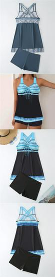 European-American Printed Spring Bikini 2025: Conservative Skirt-Style Women's Swimsuit.