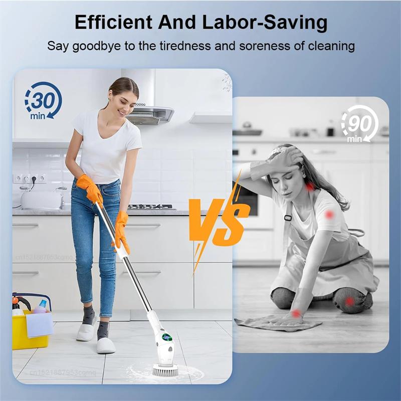 8 In 1 Electric Cleaning Brush Multifunctional Household Wireless Rotatable Cleaning Brush For Bathroom Kitchen Windows Toilet