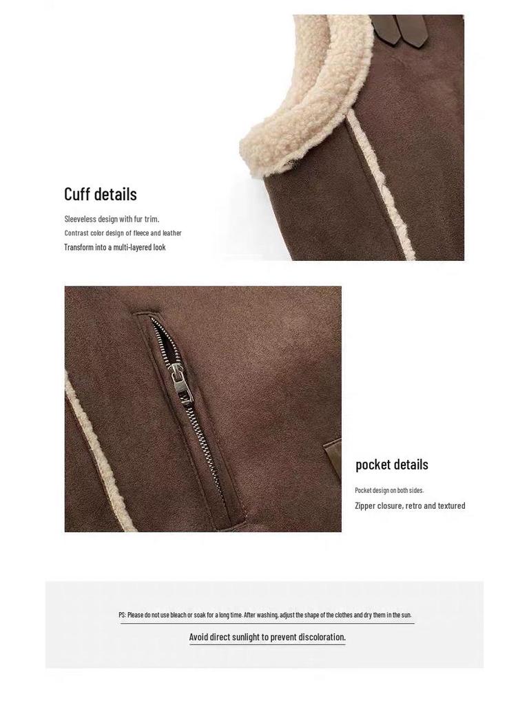 Vielseitige Damen-Oberbekleidung: Modische Weste aus Lammwolle mit Fleece-Futter