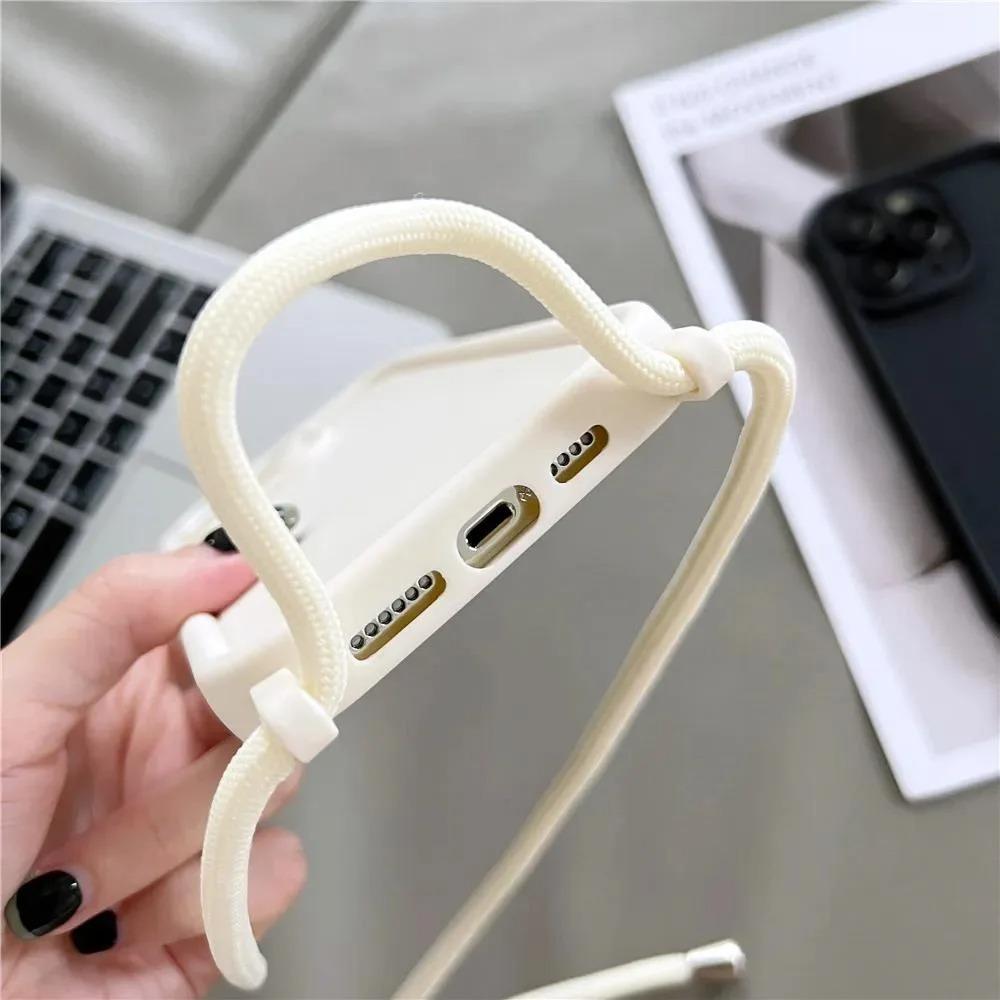 Phone Case For iPhone 14 13 15 Pro Max 12 11 X XR XS 7 8 Plus SE 2020 2022 Crossbody Adjustable Lanyard Strap Rope Soft Cover