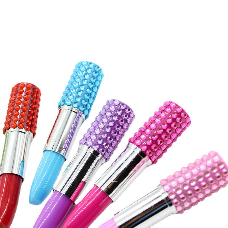 Korean-Style Rhinestone Lipstick Ballpoint Pen & Lip Balm Gift