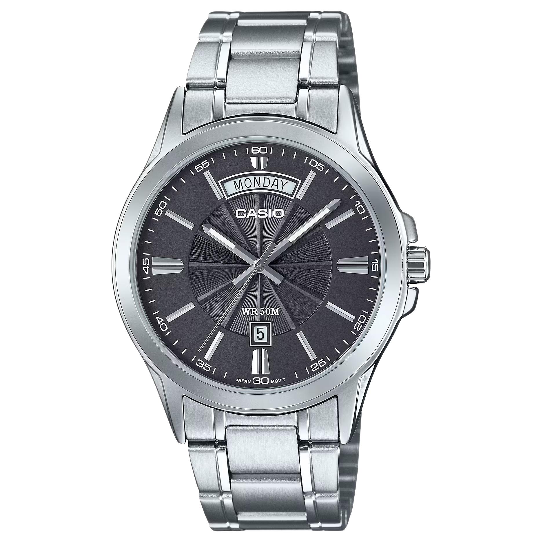 

CASIO G SHOCK Quartz Movement Stainless Steel Strap Watch Men s Watches Gray Dial MTP-1381D-8AV Gray Dial