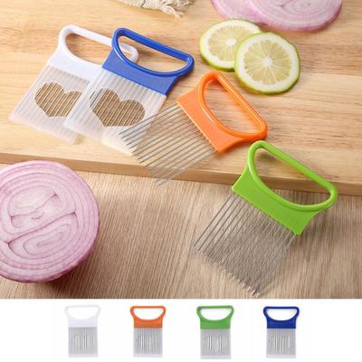 Stainless Steel Onion Slicer Holder Effortless Professional Meat Tenderizer Needle With Protector Cover Tomato Cutter Holder
