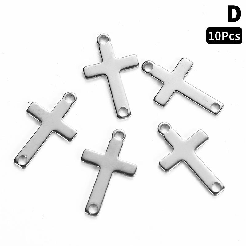 10Pcs/lot Stainless Steel Cross Charms Pendant Religious Jewelry Making DIY Charms Handmade Crafts