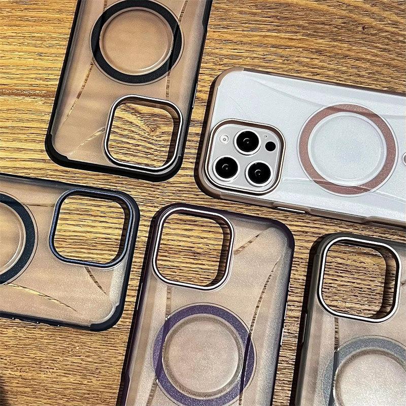 Luxurious Titanium Color Magnetic Phone Case For Iphone 16 Plus 16 15 14 13 Pro Max Premium Anti-drop and Anti-Collision Phone Case