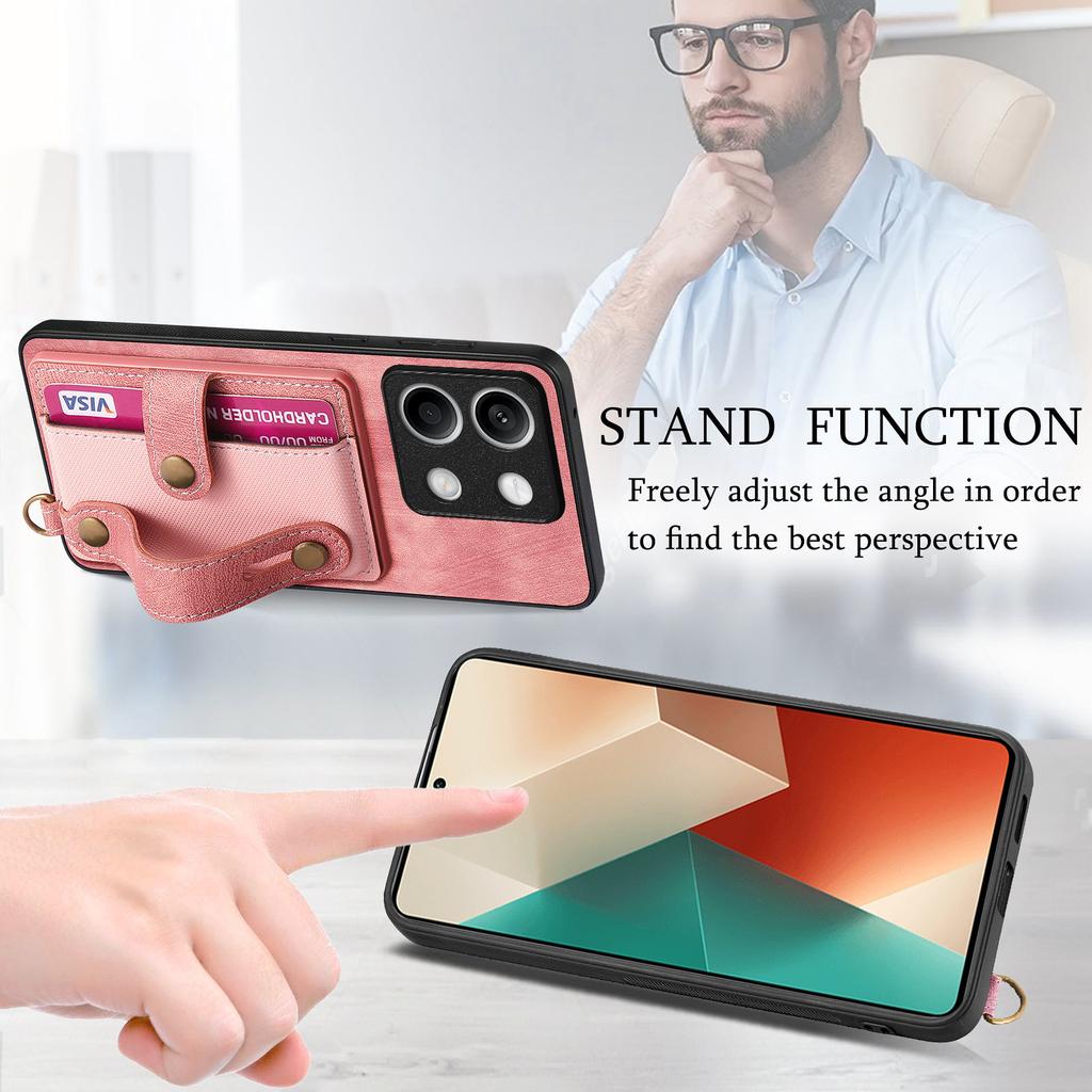 For Redmi Note 15 14 13 Pro Plus K90 Phone Case Wristband Leather Wallet Card Pocket Xiaomi 17 Pro Max 15 15T Poco F7 X7 Cover