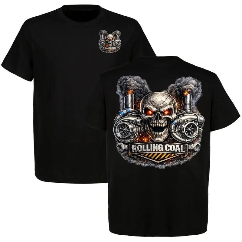 Rolling Coal Skull Turbo Diesel T-Shirt, Graphic Tee for Truck Lovers S