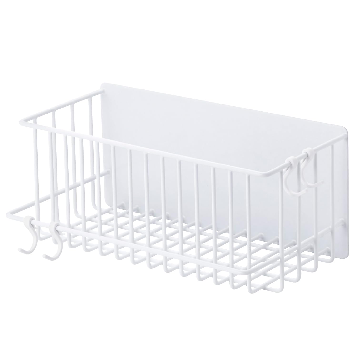 

ELECOM Magnetic Bathroom Basket Storage Rack [Push-to-Stop/Hygienic and Easy to Drain], Holds Small Items Safely, Includes Hooks, 3kg Weight Capacity,