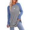 Women's Crew Neck Long Sleeve Loose Fit Pullover Sweatshirt Casual Colorblock Top