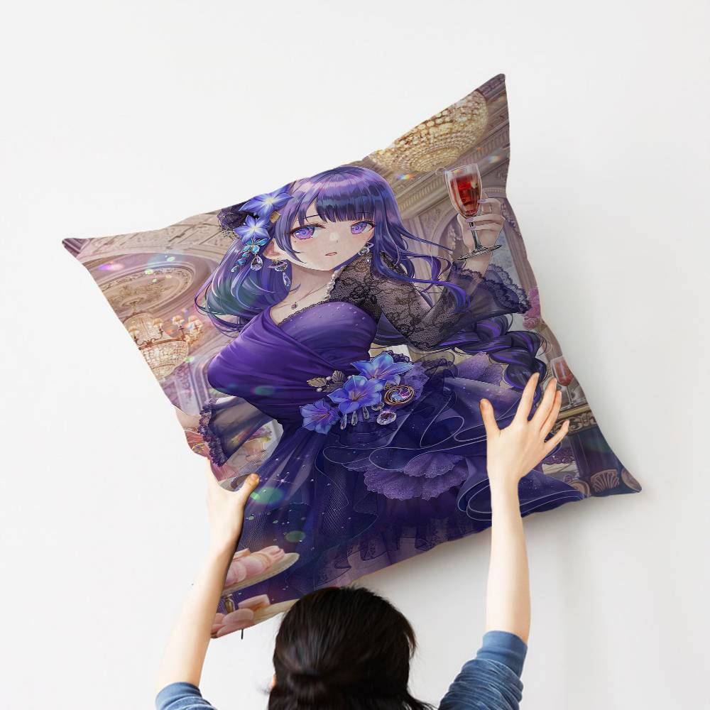 G-Genshin Impact Raiden Shogun Stitch Lucky Dragon Pillow Cover Sofa Cushion Cover Home Room Decoration Children Gift