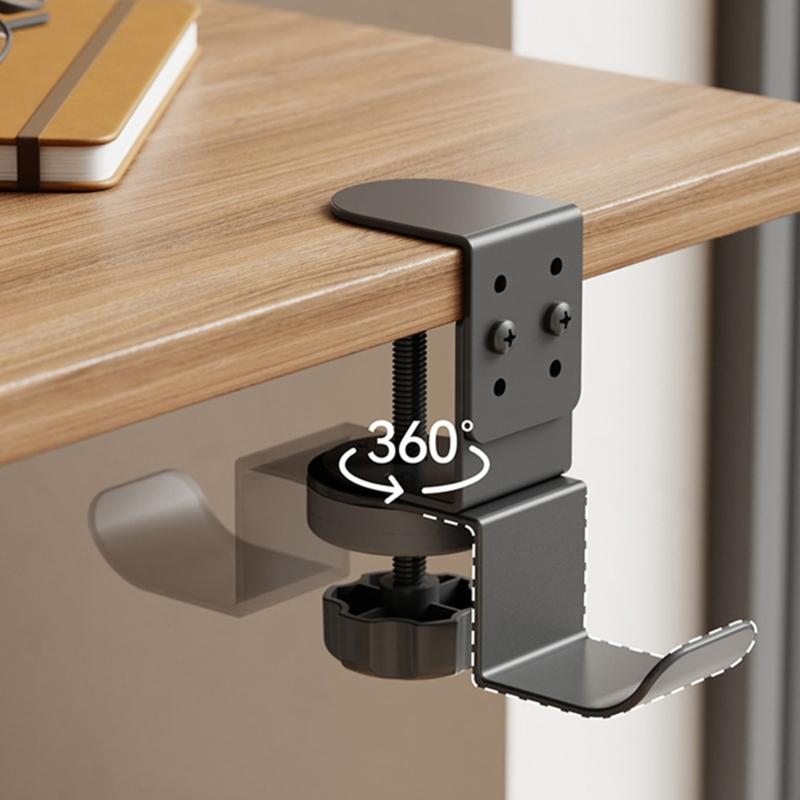 MultiPurpose 360degree Rotatable Headphone Stand Hanger With Strong Carbon Steel Clamp Fit Up To 6.8cm Table Thickness