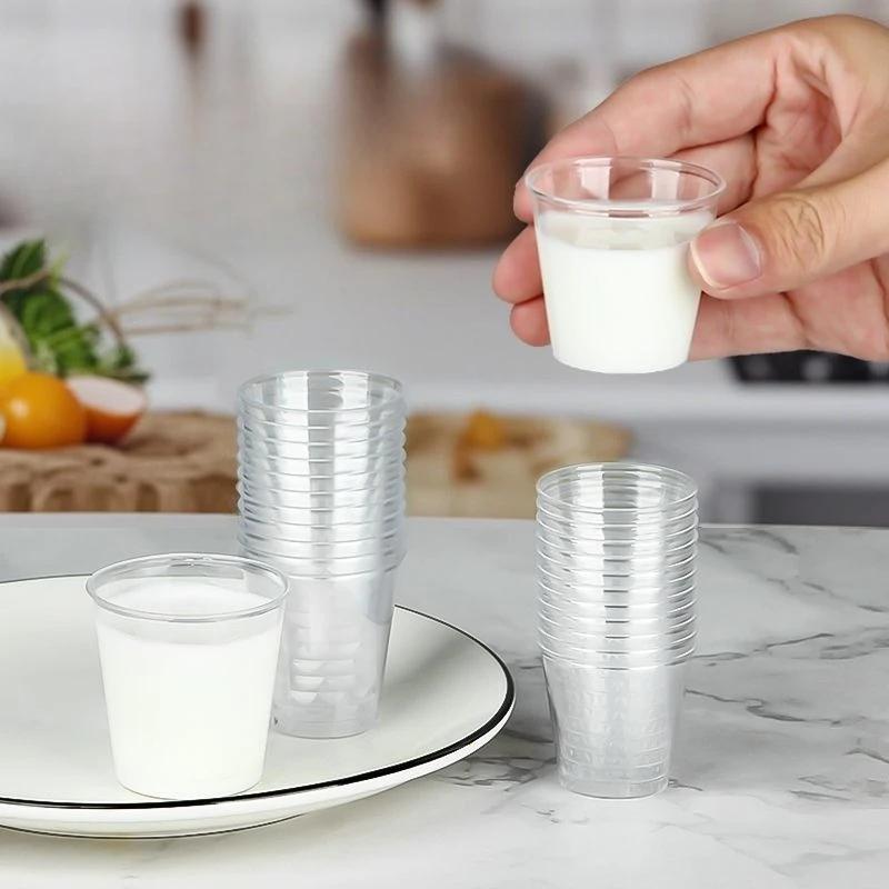 100pcs Beverage Coffee Milk Trial Cups Disposable Plastics Food Grade Small Cup 20ml 30ml 75ml Transparent PP Mini Tea Wine Cup