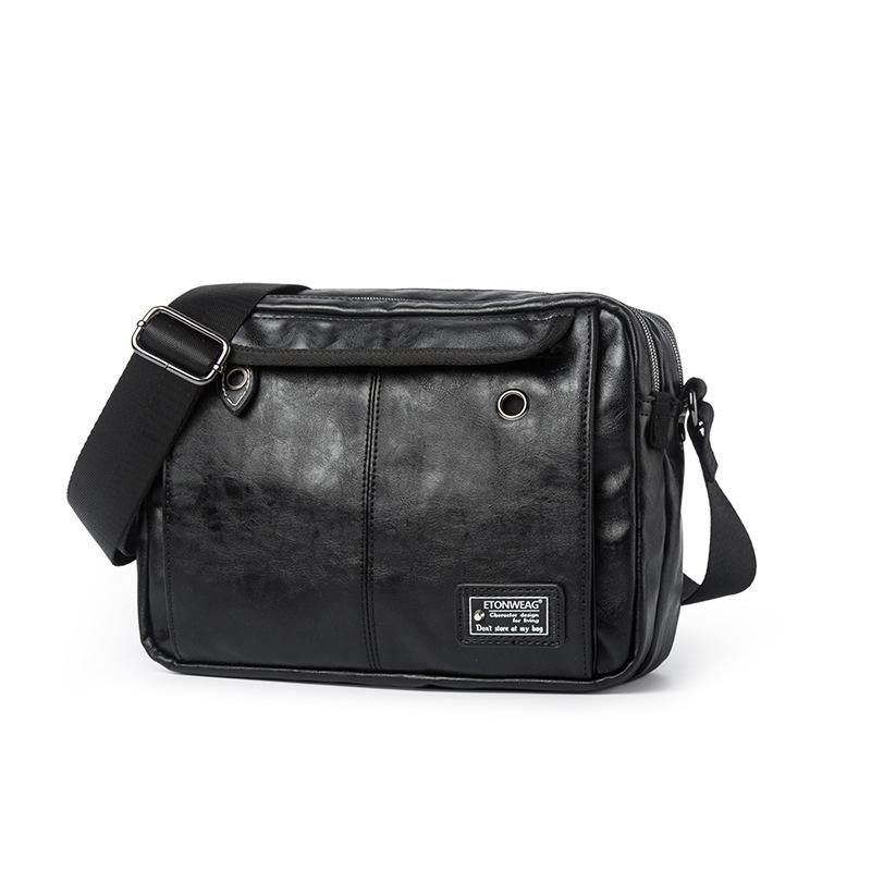 TS JYL laptop bag,Men Leather Shoulder Bag Korean Casual Small Crossbody Bag