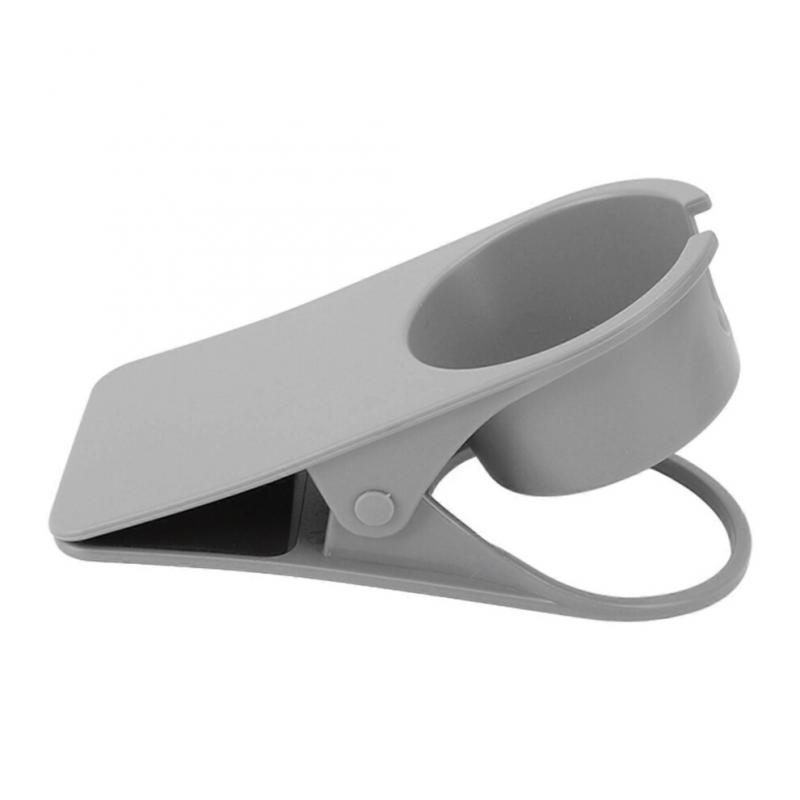 (Grey)Cup Holder Clip Desk Side Glass Mug Bottle Clamp Stand Plastic for Home Office Storage