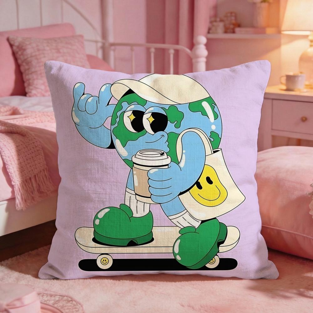 ArtCartoon Big EyesS Cushion Cover Premium Comfort Reversible Pillow Cove Two in One Design for Any Room Car Interior