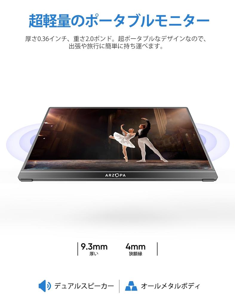 Monitor Mobil ARZOPA Inch Monitor Portabil Gaming Afișaj Portabil Panou LCD IPS Subțire Autonom Monitor cu Comutator USB Standard Compatibil HDMI cu