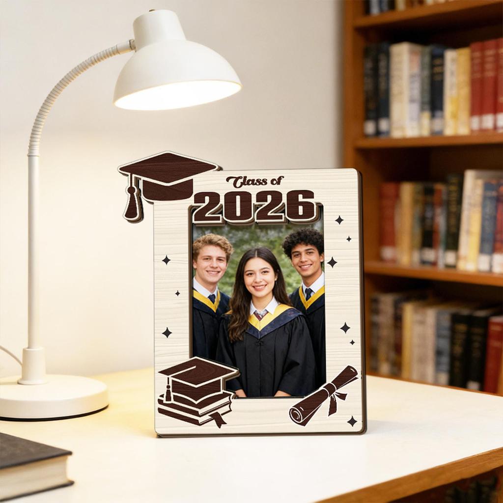 Picture Frame For Graduates Two Pieces Ornament 2026 Graduation 5x3.5 Inch Photo Frame For High School University Students