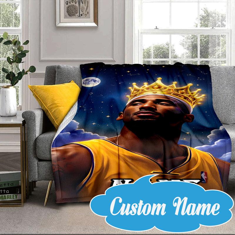 Custom Name Basketball Player Action Blanket Bed Sofa Blanket Flannel Blanket for Camping, Hiking, Picnic Essentials,gift for Fan Family