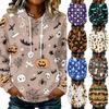 Women's Long Sleeve Halloween Print Hooded Sweatshirt for Party and Casual Wear
