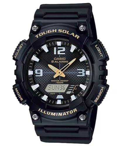 Casio AQ-S810W-1BV Men s Tough Solar Analog-Digi Quartz Watch, Black, Imported