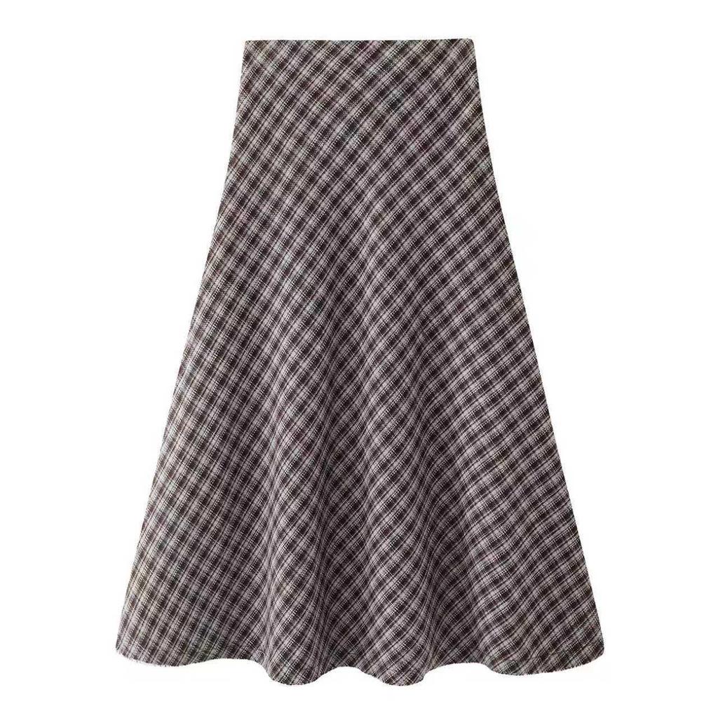 Winter 2025 Women's Casual Long Plaid Skirt - 5GA34167