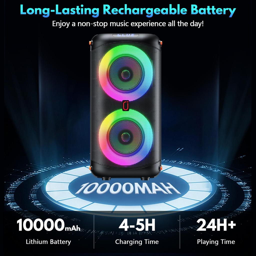 2 Kablosuz Mikrofonlu Karaoke Makinesi, Ev Partisi Dış Mekanlar İçin Taşınabilir Bluetooth 5.3 Karaoke Hoparlörü, Yankı Ayarlı Yetişkinler İçin PA Sistemi