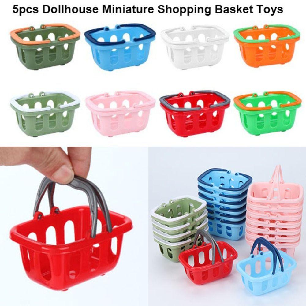5pcs Multicolors Basket Toys Mini Shopping Hand Basket Model Doll House