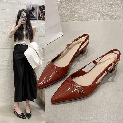Comfortable Niche Single Shoes Outer Wear Temperament New French Summer with Skirt Bag Head Rear Empty Pointed Head