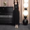 Elegant 2026 French Summer Pleated Tank Dress for Women - Casual, High-End Long Vacation Wear